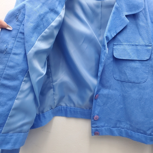 Vintage Crop Linen Blazer Jacket NWT Size 12P Button Up - Picture 7 of 11